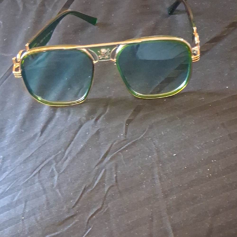 Oversized!!Money Green And Gold Aviation Glasses Lucky Day,Incredible Hulk!!!